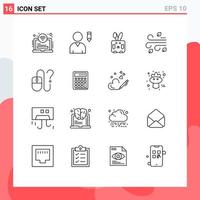 Stock Vector Icon Pack of 16 Line Signs and Symbols for desktop computer easter wind leaves Editable Vector Design Elements