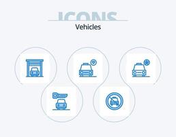 vehículos icono azul paquete 5 diseño de iconos. vehículos importante. auto. auto. amar vector