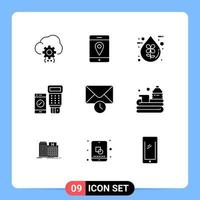 9 Universal Solid Glyphs Set for Web and Mobile Applications history qr bio payment liquid Editable Vector Design Elements