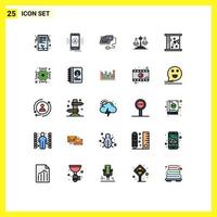 Set of 25 Modern UI Icons Symbols Signs for law judge location court machine Editable Vector Design Elements