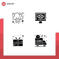 Set of 4 Commercial Solid Glyphs pack for autumn prize computer carnival delivery Editable Vector Design Elements