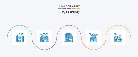 paquete de iconos azul 5 de edificio de la ciudad que incluye . casa. construcción. hogar. museo vector