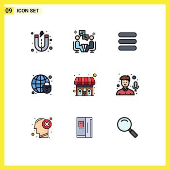 paquete de iconos de vector de stock de 9 signos y símbolos de línea para elementos de diseño de vector editables de globo de lista pública de wc