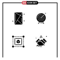 Pictogram Set of 4 Simple Solid Glyphs of console goal outline aim success Editable Vector Design Elements