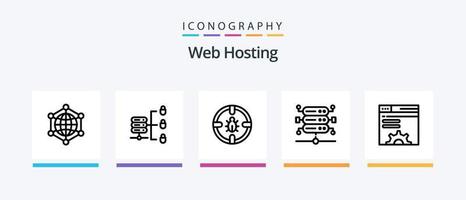Web Hosting Line 5 Icon Pack Including web. data. setting. analytics. server rack. Creative Icons Design vector
