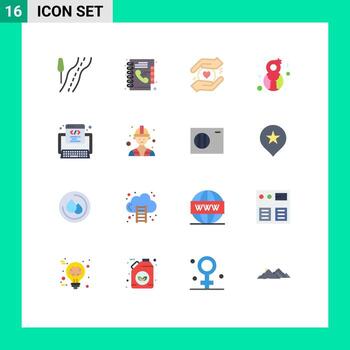 paquete de línea de vector editable de 16 colores planos simples de desarrollo web género de código seguro paquete editable de elementos de diseño de vector creativo