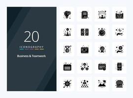 20 Business And Teamwork Solid Glyph icon for presentation vector