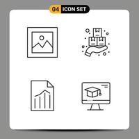 Group of 4 Filledline Flat Colors Signs and Symbols for finance document gallery cyber page Editable Vector Design Elements