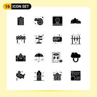 Set of 16 Modern UI Icons Symbols Signs for attention mountain ghost nature hill Editable Vector Design Elements