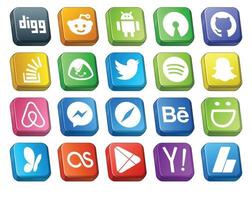 20 Social Media Icon Pack Including browser messenger overflow air bnb spotify vector