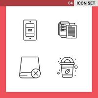 Pictogram Set of 4 Simple Filledline Flat Colors of mobile devices file wlan gadget Editable Vector Design Elements