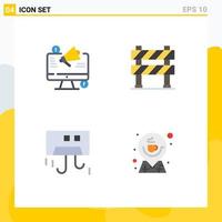Editable Vector Line Pack of 4 Simple Flat Icons of marketing under construction megaphone boundary condition Editable Vector Design Elements
