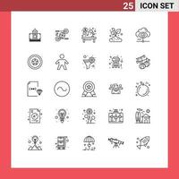 grupo de símbolos de iconos universales de 25 líneas modernas de elementos de diseño de vectores editables de martillo de granja pertinentes a la pequeña agricultura