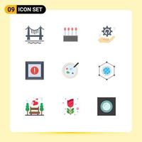 Universal Icon Symbols Group of 9 Modern Flat Colors of dish warning setting product solution Editable Vector Design Elements