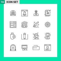 16 User Interface Outline Pack of modern Signs and Symbols of color format page file light Editable Vector Design Elements