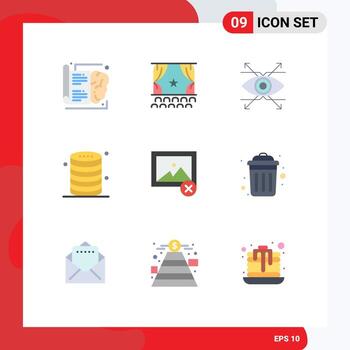 Modern Set of 9 Flat Colors and symbols such as storage database premiere data vision Editable Vector Design Elements