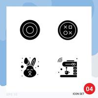 Pack of 4 Modern Solid Glyphs Signs and Symbols for Web Print Media such as basic animal user development rabbit Editable Vector Design Elements