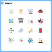 16 Flat Color concept for Websites Mobile and Apps tanker cargo mind pc device Editable Pack of Creative Vector Design Elements
