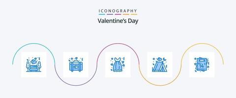 Valentines Day Blue 5 Icon Pack Including heart. love. cloth. holidays. love vector