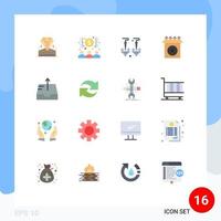 Modern Set of 16 Flat Colors and symbols such as refresh outbox drop mailbox install Editable Pack of Creative Vector Design Elements