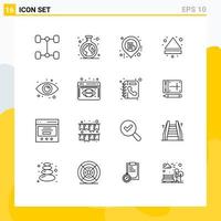 16 Creative Icons Modern Signs and Symbols of analytics monitoring eyes map view down Editable Vector Design Elements