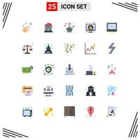Pack of 25 Modern Flat Colors Signs and Symbols for Web Print Media such as error screen flower pc computer Editable Vector Design Elements