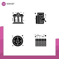 Modern Set of 4 Solid Glyphs and symbols such as bank registration power filing customer Editable Vector Design Elements