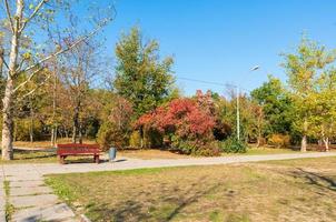 parque público de la ciudad en un día soleado de otoño foto