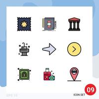 paquete de iconos de vector de stock de 9 signos y símbolos de línea para elementos de diseño de vector editables de sala derecha de banco de flecha derecha