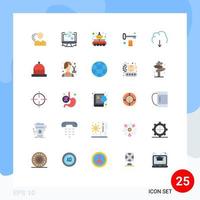 paquete de 25 signos y símbolos de colores planos modernos para medios de impresión web, como elementos de diseño de vectores editables de coches de parábola de diseño de transferencia de habitaciones