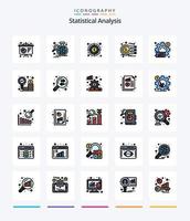 paquete de iconos rellenos de 25 líneas de análisis estadístico creativo, como estadística. negocio. análisis. analítica. dinero vector