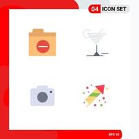 4 User Interface Flat Icon Pack of modern Signs and Symbols of folder image error drink camera Editable Vector Design Elements