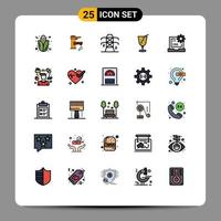 Pack of 25 Modern Filled line Flat Colors Signs and Symbols for Web Print Media such as code drink faucet beach power Editable Vector Design Elements