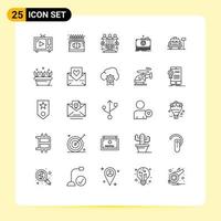 Stock Vector Icon Pack of 25 Line Signs and Symbols for medical money drawing sponsor investment investment Editable Vector Design Elements