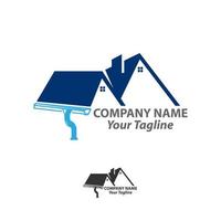 diseño del logo de la canaleta del techo de la casa. ilustración de plantilla de vector de instalación de tubería doméstica