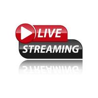 Live Streaming Icon, Badge, Emblem for broadcasting or online tv stream. Vector in material, flat, design style.