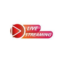 Live Streaming Icon, Badge, Emblem for broadcasting or online tv stream. Vector in material, flat, design style.