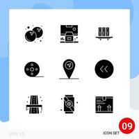 conjunto de 9 paquetes de glifos sólidos comerciales para archivos de álbumes de películas documentos de almacenamiento elementos de diseño vectorial editables vector