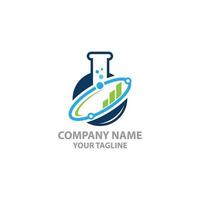 Business or market Labs Stats Logo Design Template combining lab bottle and statistic up trend vector