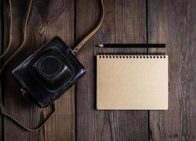 old vintage camera in a leather case photo