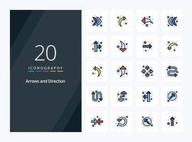 20 Arrow line Filled icon for presentation vector