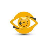 plantilla de vector de diseño de logotipo de ojo. icono de medios de color amarillo. concepto de logotipo de visión creativa. visión del logotipo del ojo de color amarillo.