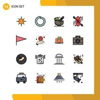 Modern Set of 16 Flat Color Filled Lines Pictograph of information mark spa flag travel Editable Creative Vector Design Elements