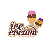 Ice Cream Vector Line Icon or Logo - Simple Thin Line Icon and Colorful Geometric Background - stock vector