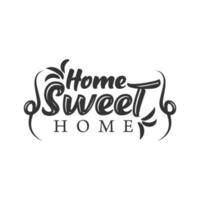 tipografía cita hogar dulce hogar para carteles de inauguración de la casa, tarjetas de felicitación, decoración del hogar. ilustración vectorial. vector