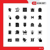 25 Universal Solid Glyphs Set for Web and Mobile Applications arch real judgment lock shopping Editable Vector Design Elements