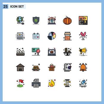 Mobile Interface Filled line Flat Color Set of 25 Pictograms of solution piece play part fruit Editable Vector Design Elements