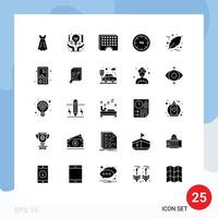 Group of 25 Solid Glyphs Signs and Symbols for night day event commerce timing Editable Vector Design Elements