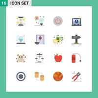 16 Universal Flat Color Signs Symbols of laptop employee machine learning computer ui Editable Pack of Creative Vector Design Elements