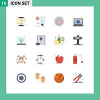 16 Universal Flat Color Signs Symbols of laptop employee machine learning computer ui Editable Pack of Creative Vector Design Elements